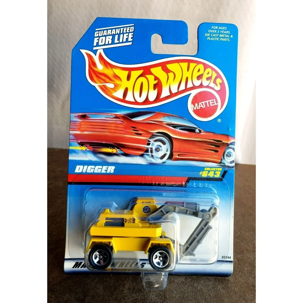 VTG 1998 Hot Wheels DIGGER Yellow #643 MAINLINE SERIES 1:64 Chrome 5 Spoke 95544